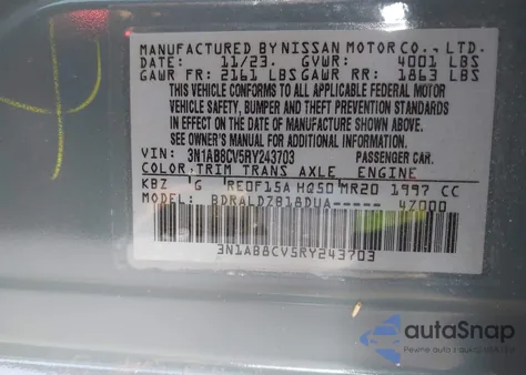 2024 Nissan Sentra Sv Xtronic Cvt from USA, damaged, VIN 3N1AB8CV5RY243703